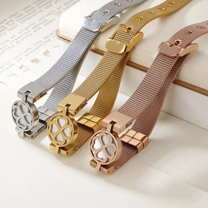 Vintage stainless steel mesh watch strap bracelets in gold, silver and rose gold finishes
