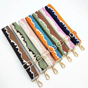 Adjustable colorful jacquard woven shoulder straps with gold hardware in eight colors