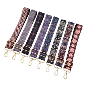 Adjustable bohemian style wide replacement straps for handbags with colorful ethnic patterns