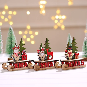 Weihnachts Schlitten Tischdekoration DIY Holz Cartoon Weihnachtsmann Schneemann Rentier XMAS Deko Geschenk
