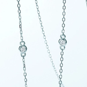 S925 silver necklace with minimalist round emerald-cut synthetic gemstone pendant