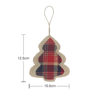 Décoration de sapin de Noël en toile de jute avec centre à carreaux rouges et ficelle