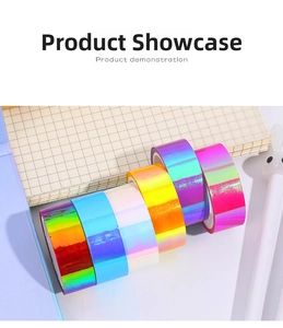 Detail view of 6-roll vibrant laser gradient washi tape set with metallic reflective finish