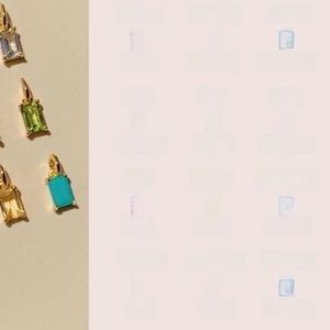 18K gold plated birthstone necklace with rectangular zircon pendants for every month