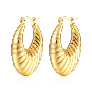 French style hollow geometric earrings in 18K gold plated stainless steel with texture
