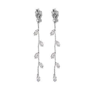 Elegant silver tassel drop earrings with sparkling marquise-cut cubic zirconia stones