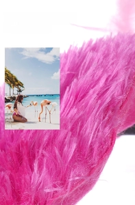 Detailed close-up of soft pink flamingo plush material for cosplay headbands
