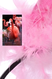 Close-up of pink ostrich feathers headband with high-temperature sterilization features
