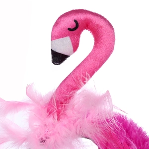 Pink flamingo headband with plush fabric and soft feathers for Halloween party costume