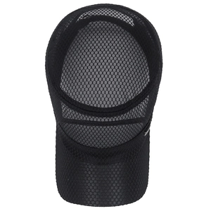 Summer black breathable mesh flat top cap for men and women with metal logo detail