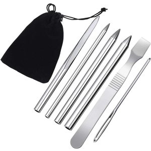 Professional 6-piece silver stainless steel paracord stitching needles and weaving tool set