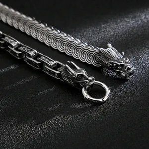 Bracelet tête de dragon en acier inoxydable vintage avec écailles et chaîne à maillons