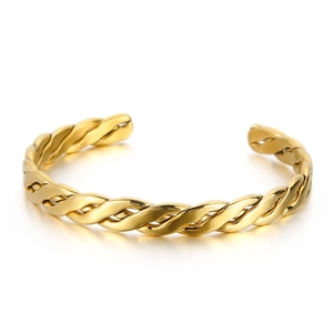 Twisted Cuff Bracelet 316L Stainless Steel Braided Open Bangle High Polish Minimalist Vintage Jewelry For Women Men