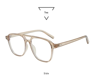 Side view of retro tea colored oversized square aviator sunglasses with double bridge