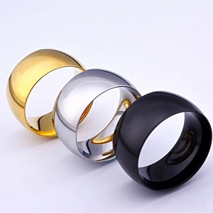 Wide Band Ring 18K Gold Plated Stainless Steel Polished Mirror Finish Chunky Minimalist For Men Women