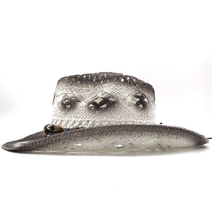 Cappello da cowboy in paglia sfumata per donna con perline e protezione solare
