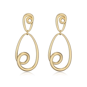 Elegant gold-plated hollow teardrop spiral earrings with a modern minimalist design
