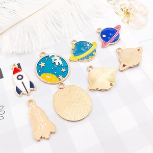 Astronaut and rocket enamel pendants in various space themes for DIY jewelry making