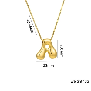 Polished 18k gold plated titanium steel balloon letter A pendant necklace for women
