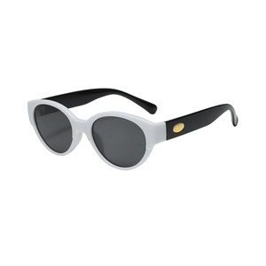 Lunettes de soleil œil-de-chat rétro polarisées noir et blanc avec accents dorés