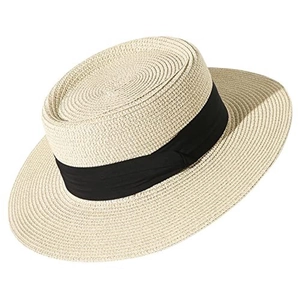 Dettaglio della trama a spirale e nastro nero sul cappello di paglia a tesa piatta estate
