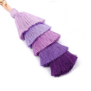 Bohemian purple gradient four-layer tassel pendant for handbags and decorative accessories