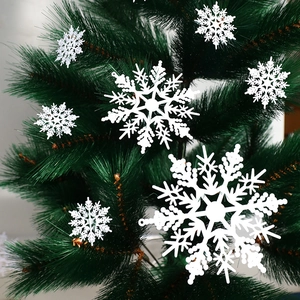Christmas Snowflake Ornaments Plastic White Tree Decorations For Holiday Party Festive Home Decor