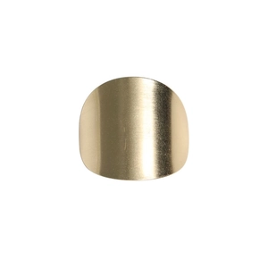Minimalist golden metal hair hook with a brushed texture and wide curved rectangle design