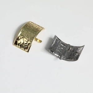 Minimalist metallic textured ponytail hair cuff set in gold and gunmetal finish