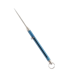 Stuzzicadenti portatile blu in lega di titanio con molla telescopica e anello portachiavi