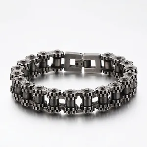 Men Retro Punk Motorcycle Chain Bracelet Titanium Steel Industrial Mechanical Style Bicycle Link Wristband Jewelry