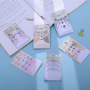 Close-up of cute animal-shaped sticky notes featuring bear, cat, and penguin designs