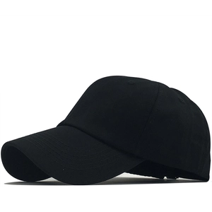 Classic black cotton baseball cap with adjustable strap and curved brim for sun protection