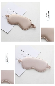 Detail of soft silk sleeping masks in champagne and dusty rose with elastic headband