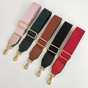 Adjustable Wide Replacement Shoulder Bag Strap Canvas Webbing PU Leather Metal Lobster Clasps Solid Color For Handbags