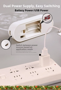 Detailed base view of Snowman night light showing USB and 3 AA battery power modes