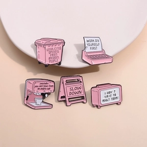 Pink Enamel Brooch Alloy Retro Cartoon Badge With Funny Quotes For Clothing Backpack Decoration