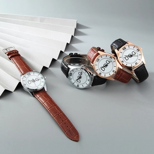 Minimalist quartz watches featuring crocodile texture leather straps and round numeric dials