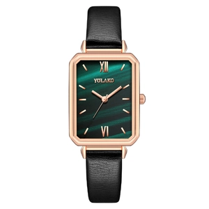 Elegant Women's Quartz Watch Rectangular Alloy Case Leather Strap Fashion Wristwatch Roman Numerals Analog Display