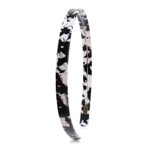 Minimalist geometric acetate headband with black and white marble pattern for women