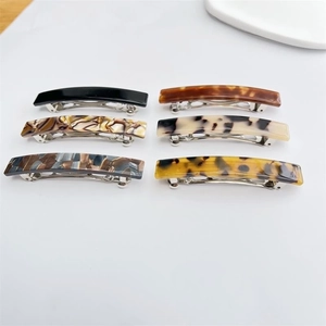 6-piece set of French acetate hair clips in classic tortoiseshell and marble patterns