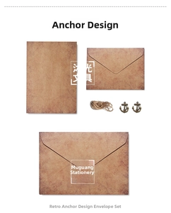 Vintage anchor stationery set with kraft envelopes and nautical bronze metal charms
