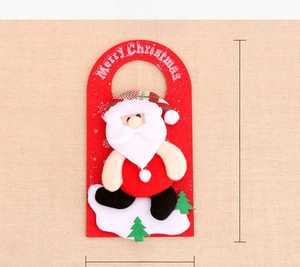 Detailed size display of a red felt Santa Claus door hanger with Merry Christmas text