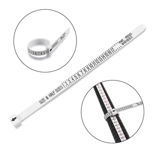 US UK ring sizer set including white measuring tape and black ring size mandrel tool