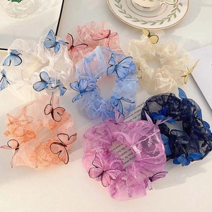Mesh Organza Butterfly Scrunchies Sweet Fairy 3D Butterfly Hair Ties Fashion Elastic Ponytail Holder For Women