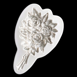 Moule en silicone blanc avec bouquet de roses pour fondant ou résine