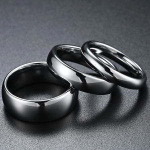 Minimalist Tungsten Steel Ring High Polished Scratch Resistant Unisex Band Jewelry Silver Color