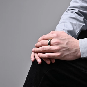 Neutral style wide polished tungsten steel ring with a smooth scratch-resistant surface
