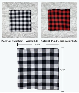 Detail view of 43cm plaid Christmas cushion cover in classic black-white and red-black patterns