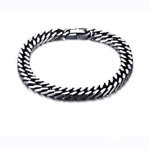 Classic silver stainless steel Cuban link bracelet for men with secure folding clasp